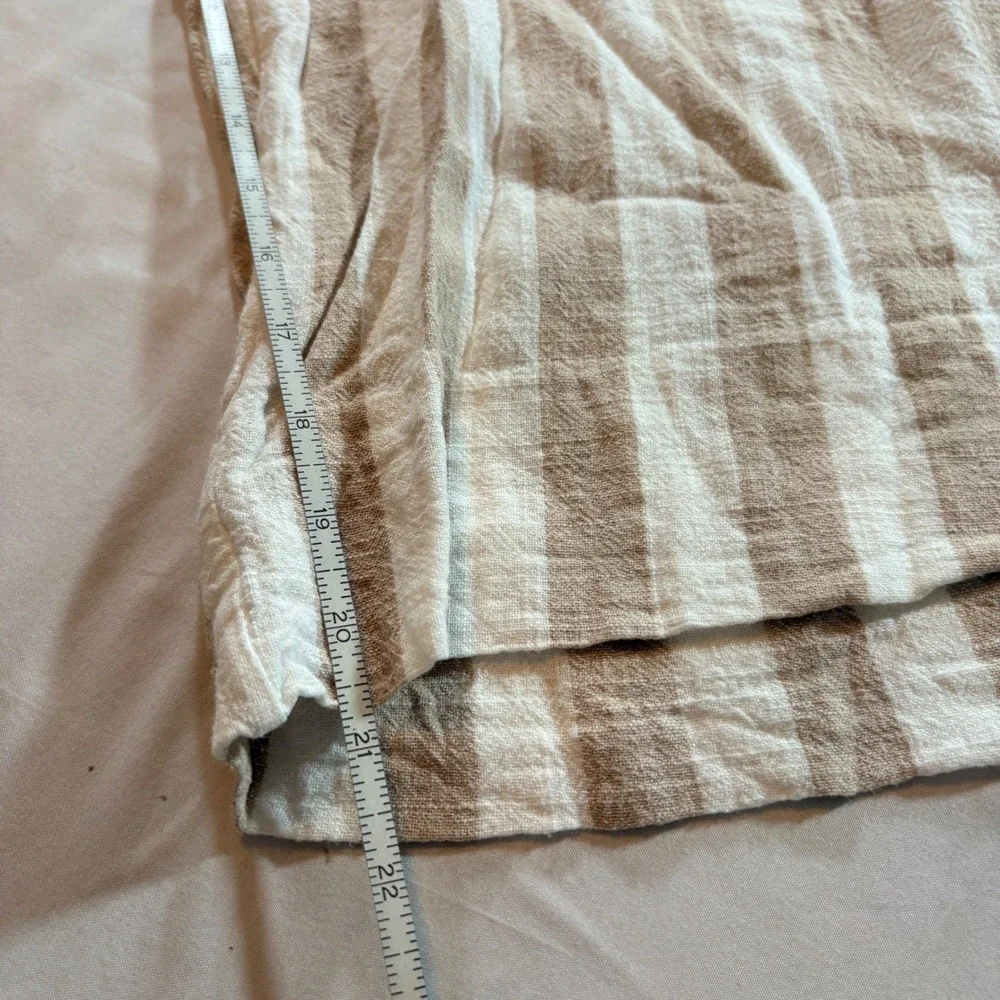 H&M Striped Wide Leg Culotte Pants Womens 4 Beige White Linen Blend High Rise